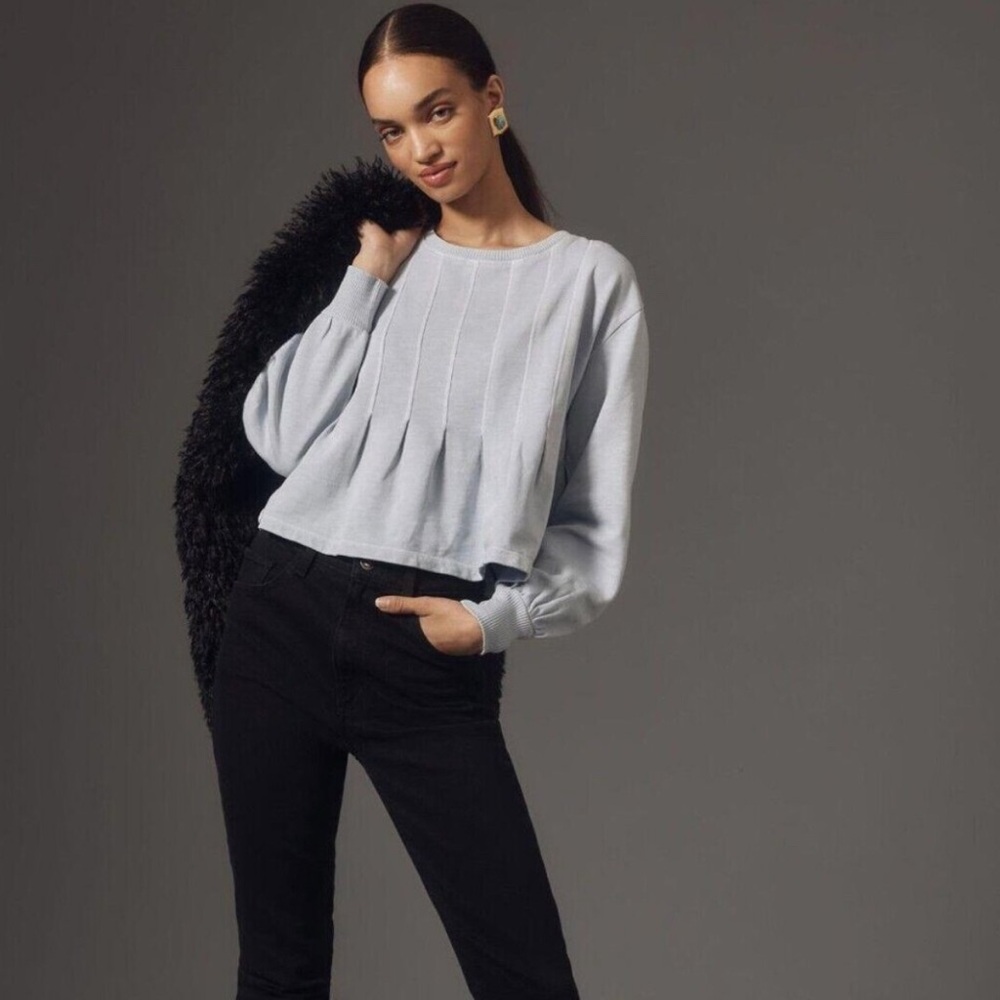 Pilcro Anthropologie Box-Pleated Sweatshirt Top
